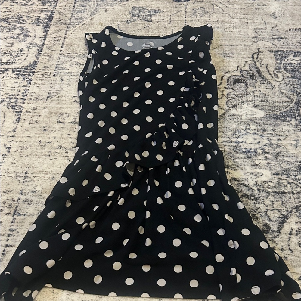 Wonder Nation Black and White Polka Dot Kids Dress